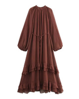 Vestido Elegante com Babados – Manga Longa, Alças Ajustáveis e Bainha Irregular