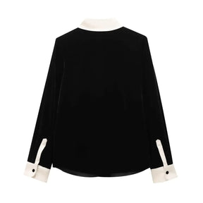 Conjunto em Veludo com Camisa de Manga Longa e Calça – Design Elegante com Detalhes Laterais