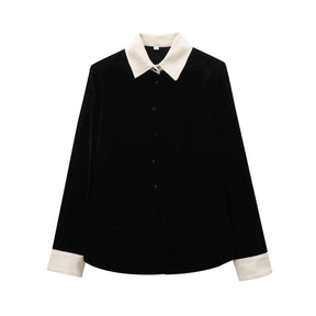 Conjunto em Veludo com Camisa de Manga Longa e Calça – Design Elegante com Detalhes Laterais