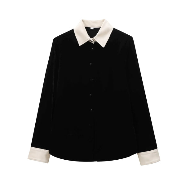 Conjunto em Veludo com Camisa de Manga Longa e Calça – Design Elegante com Detalhes Laterais