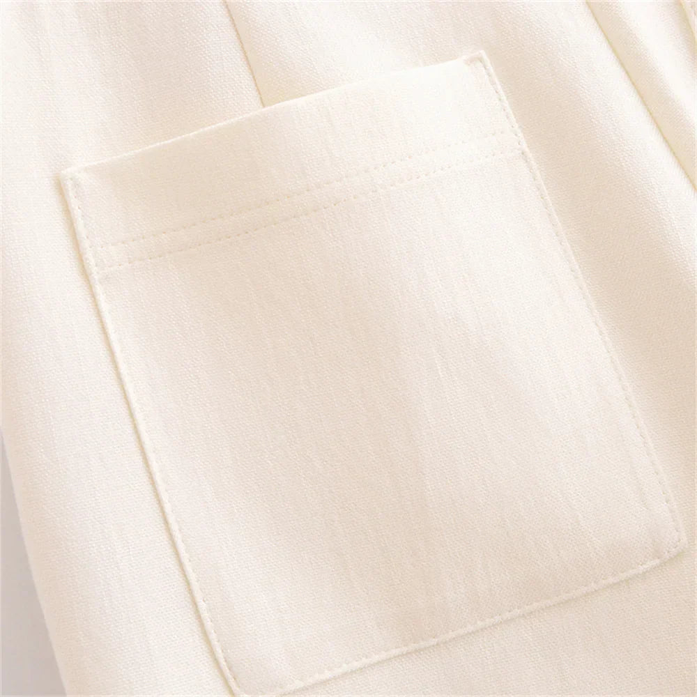 Conjunto Feminino Elegância Clássica – Blazer Transpassado com Botões Duplos e Calça de Cintura Alta