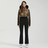 Macacão de Esqui Feminino GSOU SNOW – Peça Única, Acolchoado, Impermeável, Respirável e à Prova de Vento