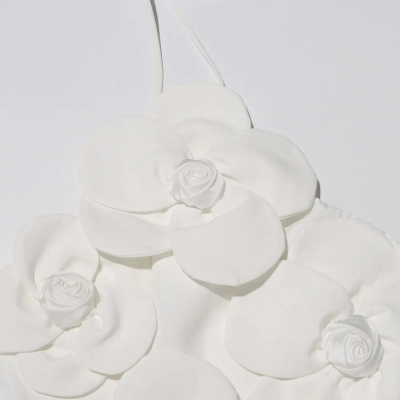 Vestido de Flores 3D – Sem Mangas, Elegância e Sofisticação