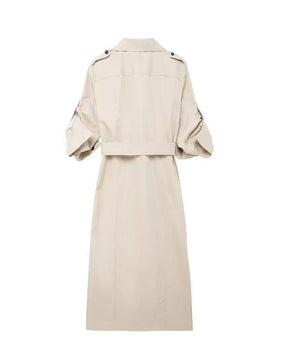 Vestido Chemise Feminino Estilo  – Manga Longa, Gola Slim