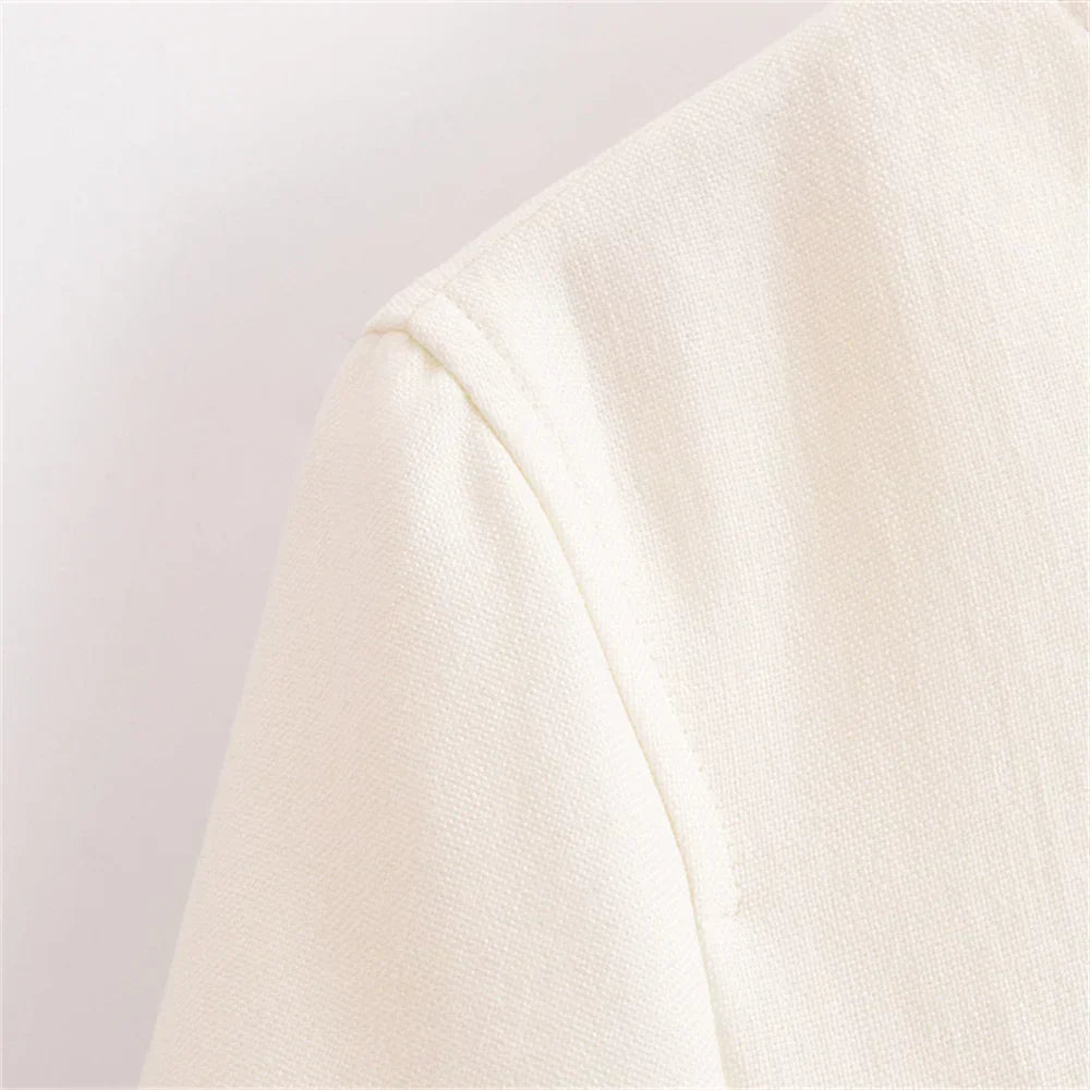 Conjunto Feminino Elegância Clássica – Blazer Transpassado com Botões Duplos e Calça de Cintura Alta