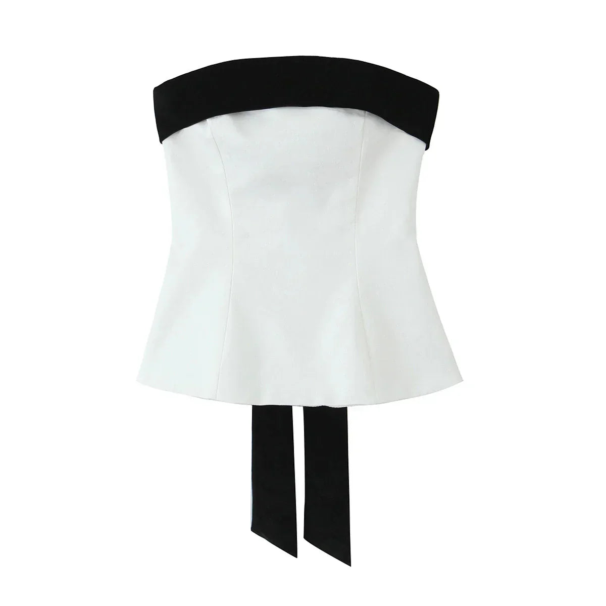 Blusa Sem Alças com Laço - Top Cropped Branco Estilo Chic