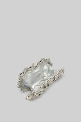 Bolsa clutch com enfeite de cristal